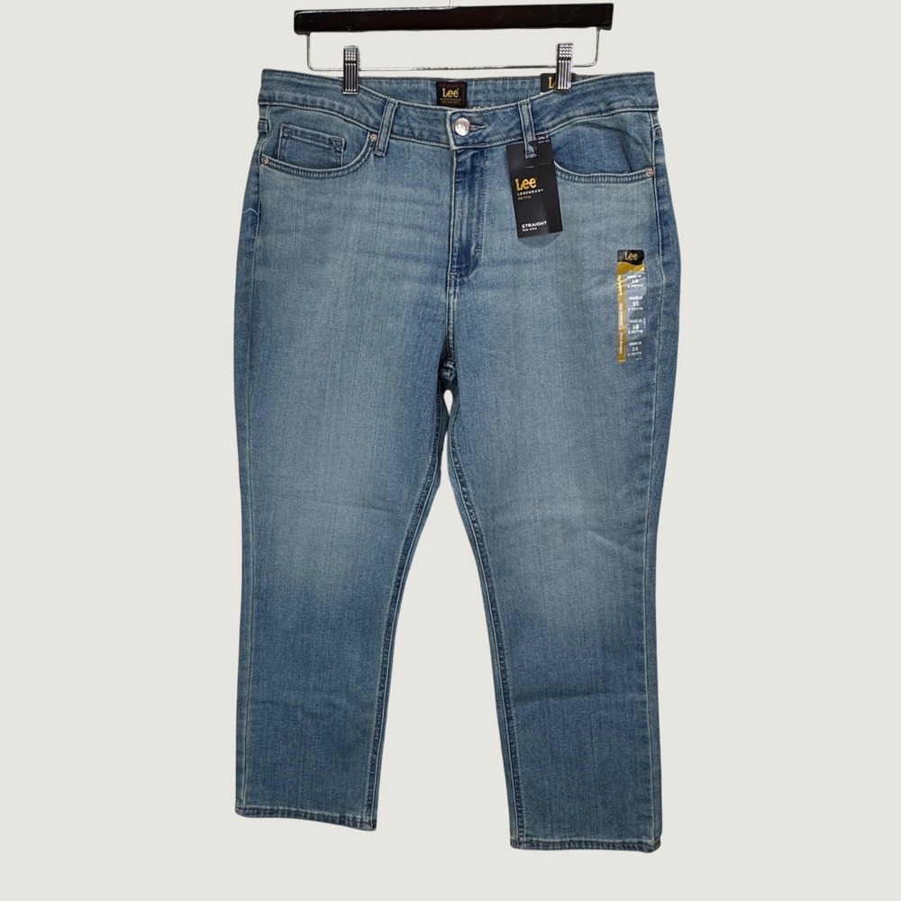 Lee Legendary Straight Leg Jeans 16S Petite Blue Mid Rise Casual Classic Denim‎